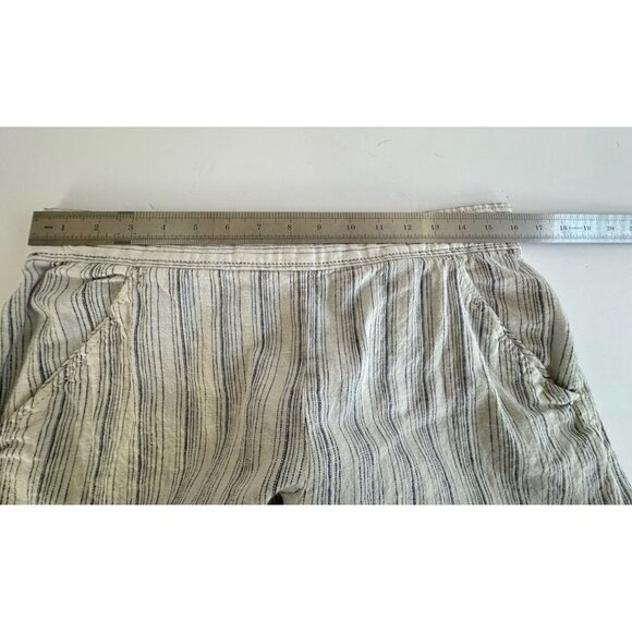 Max Studio Women's Cropped Wide‎ Leg Striped Pants L Cream Linen Nautical Granny - Picture 7 of 11